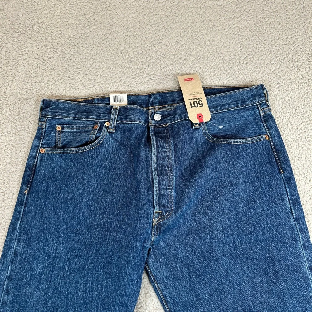 Levis 501 Original Mens 36x32 Dark Wash Blue Straight Leg Button Fly Jeans‎ New